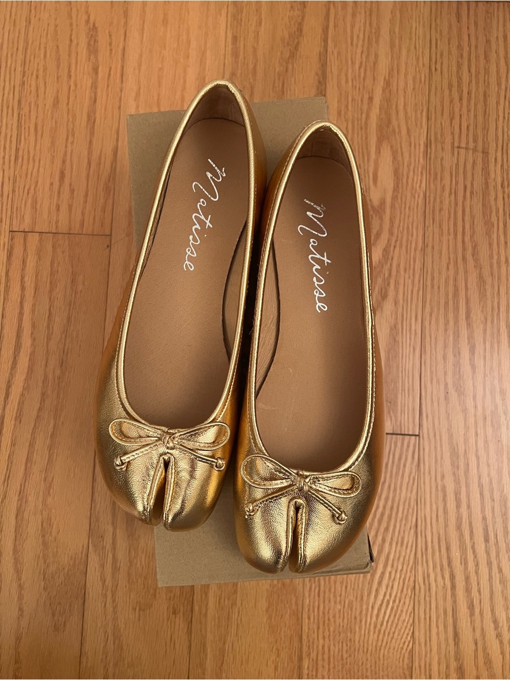 Matisse Gold Split-Toe Tabi Ballet Flats